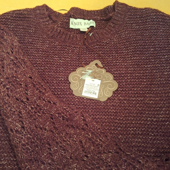 NWT Women's Cable Knit Pullover Sweater Plum Or Burgandy M - Picture 8 of 16